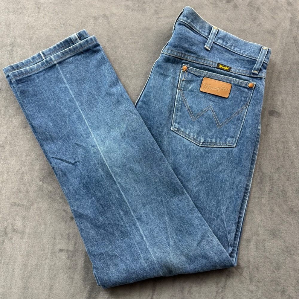 Wrangler 13MWZ Cowboy Cut Jeans Mens 36x32 Blue Denim Straight Leg Western
